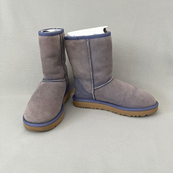 Womens UGG Boots Purple Classic Short Suede Wool Bold Blue Trim Malibu Boho Sz 6 - Picture 7 of 16